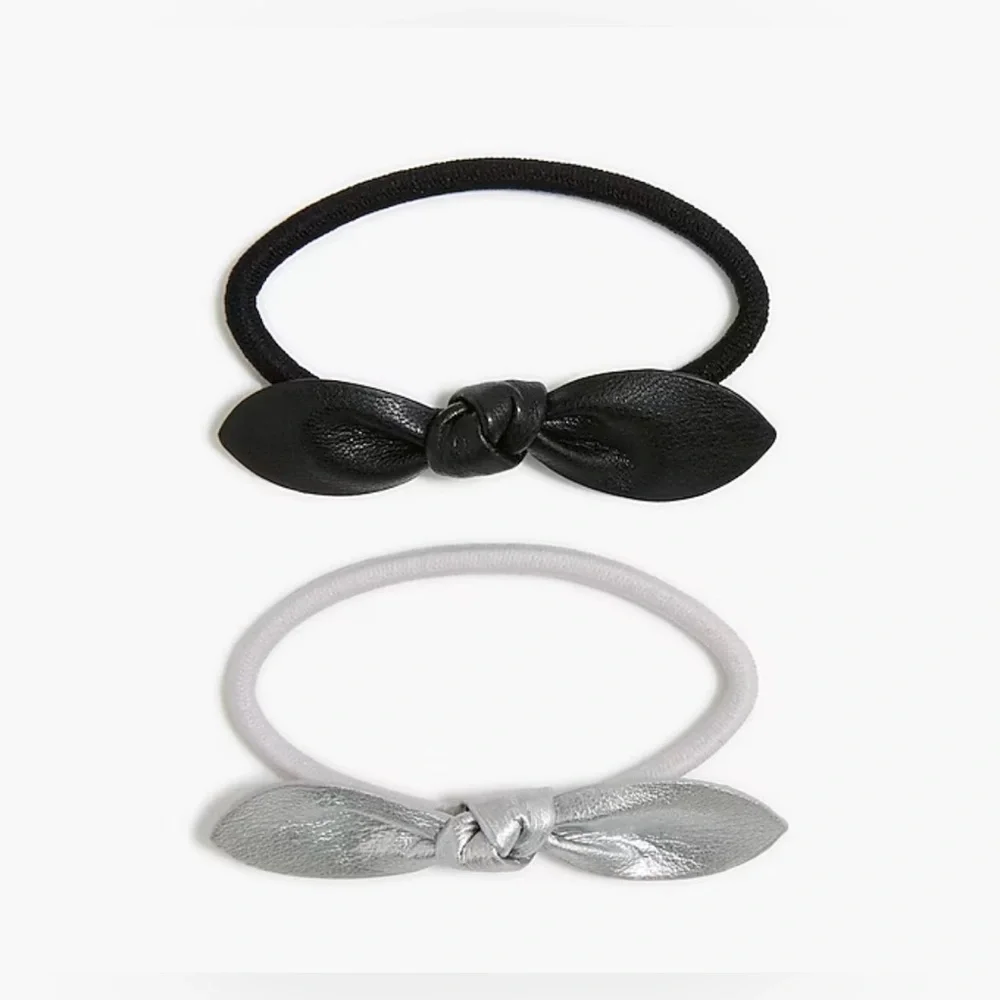 J.Crew Faux-leather bow hair ties ,elevated your hair style w this beautiful bow - Picture 1 of 3